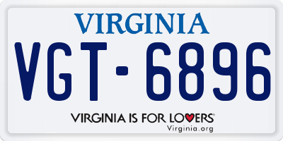 VA license plate VGT6896