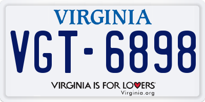 VA license plate VGT6898