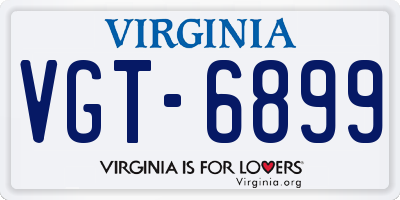 VA license plate VGT6899
