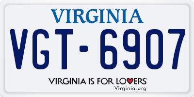 VA license plate VGT6907