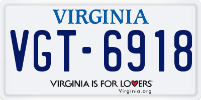 VA license plate VGT6918