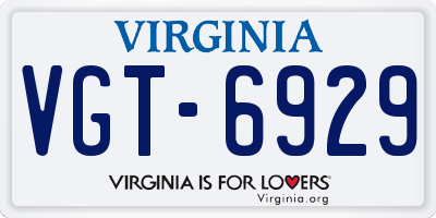 VA license plate VGT6929