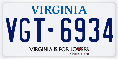 VA license plate VGT6934