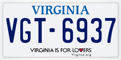 VA license plate VGT6937