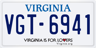 VA license plate VGT6941