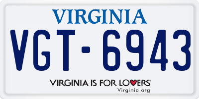 VA license plate VGT6943