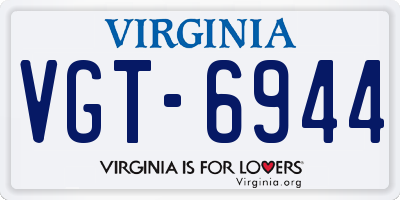VA license plate VGT6944