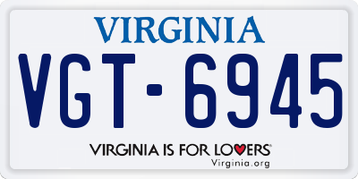 VA license plate VGT6945