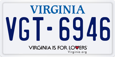 VA license plate VGT6946