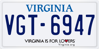 VA license plate VGT6947