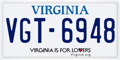 VA license plate VGT6948