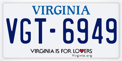 VA license plate VGT6949