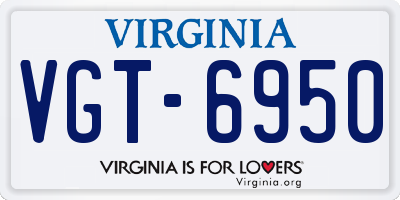 VA license plate VGT6950