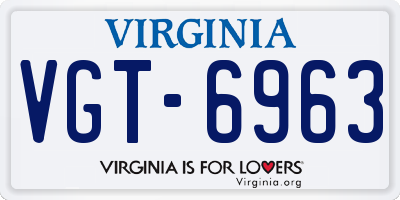 VA license plate VGT6963
