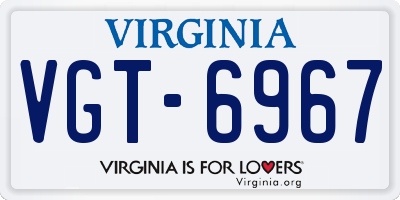 VA license plate VGT6967