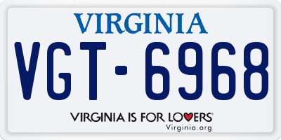 VA license plate VGT6968