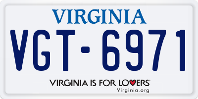 VA license plate VGT6971