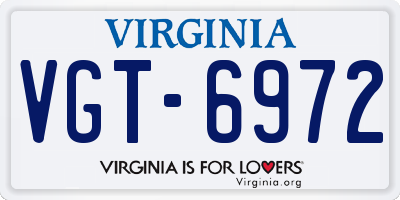 VA license plate VGT6972