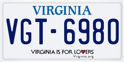 VA license plate VGT6980