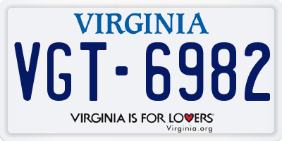 VA license plate VGT6982