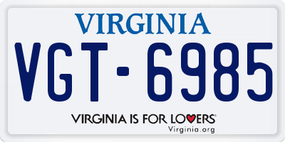 VA license plate VGT6985