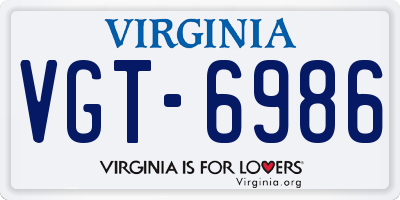 VA license plate VGT6986
