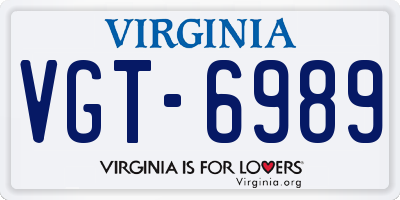 VA license plate VGT6989