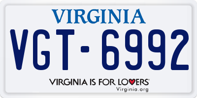 VA license plate VGT6992