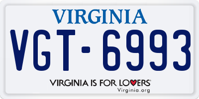 VA license plate VGT6993