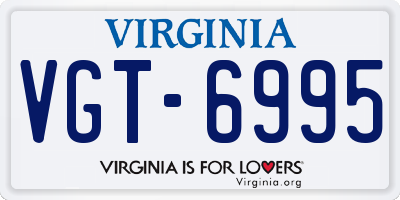 VA license plate VGT6995