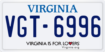 VA license plate VGT6996