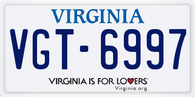 VA license plate VGT6997