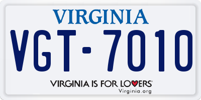 VA license plate VGT7010