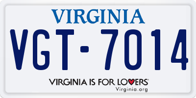 VA license plate VGT7014