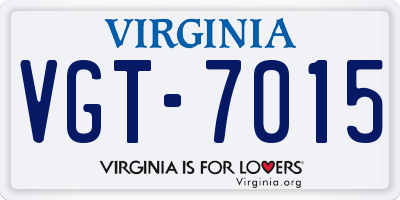 VA license plate VGT7015