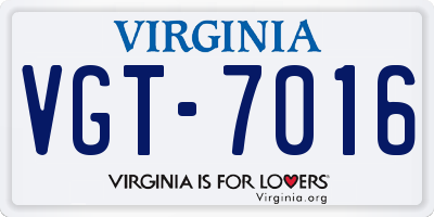 VA license plate VGT7016