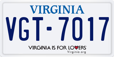 VA license plate VGT7017