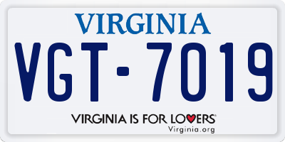 VA license plate VGT7019