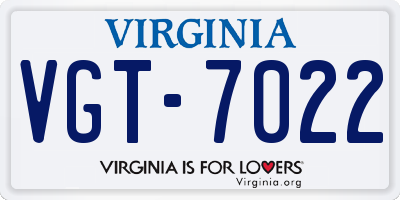 VA license plate VGT7022