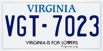 VA license plate VGT7023