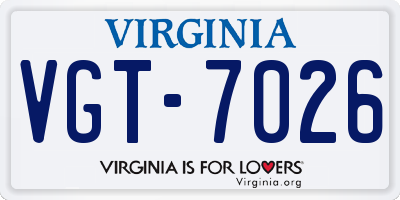 VA license plate VGT7026