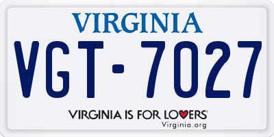 VA license plate VGT7027