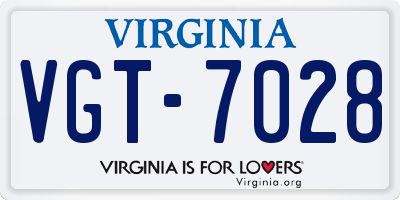 VA license plate VGT7028