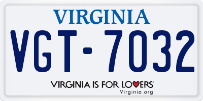 VA license plate VGT7032