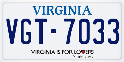 VA license plate VGT7033