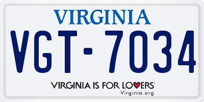 VA license plate VGT7034