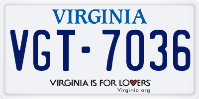 VA license plate VGT7036