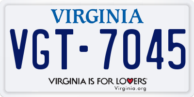 VA license plate VGT7045