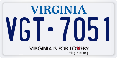 VA license plate VGT7051