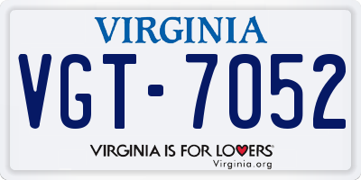 VA license plate VGT7052